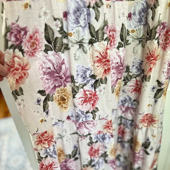 Anthropologie House of Harlow 1960 Floral Linen Tiered Dress with Ties - Picture 11 of 13